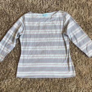 J.McLaughlin Classic Striped Long Sleeve Top - Blue, Black, Red large